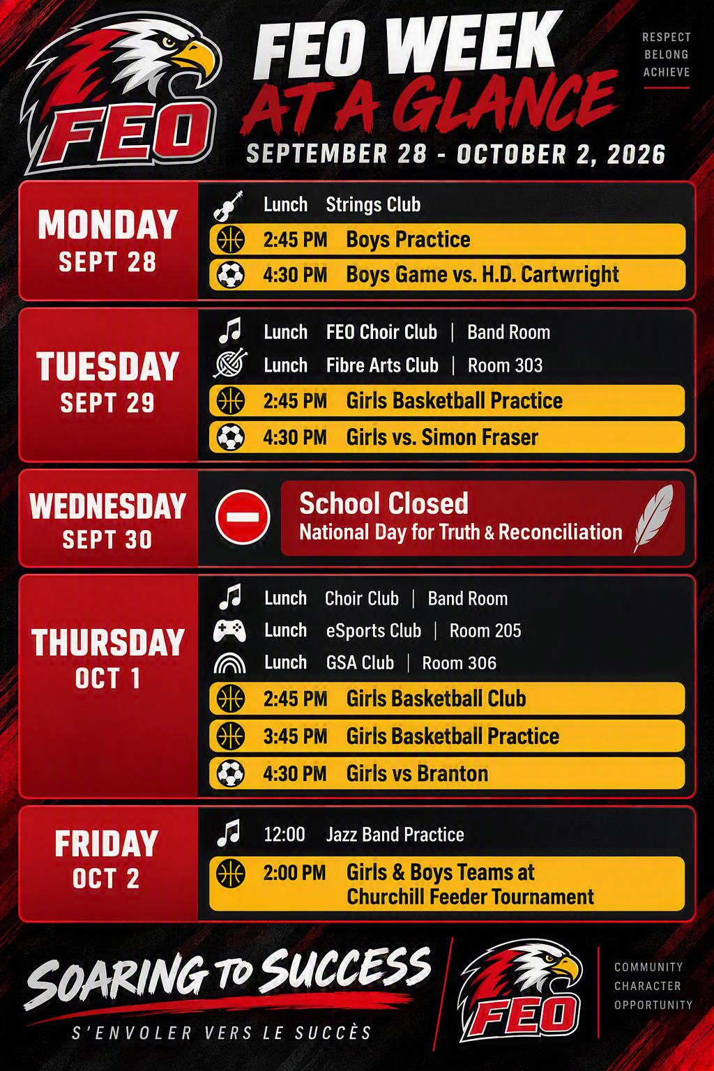 Week at a Glance Sept. 28 - Oct. 2